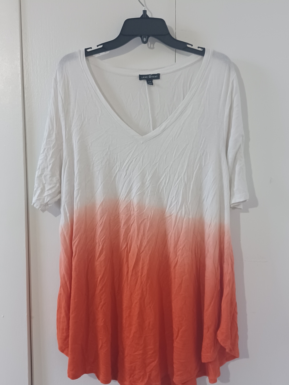 Lane Bryant White and Coral Ombre V-Neck Tunic
